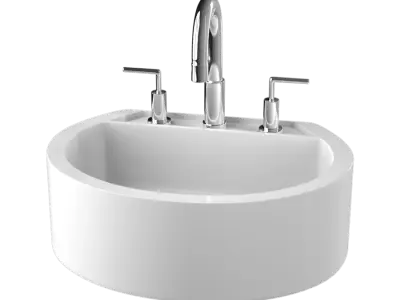 Above Counter Round Bathroom Sink Model, White 