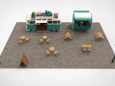 Set Food coffee street cafe 3D model