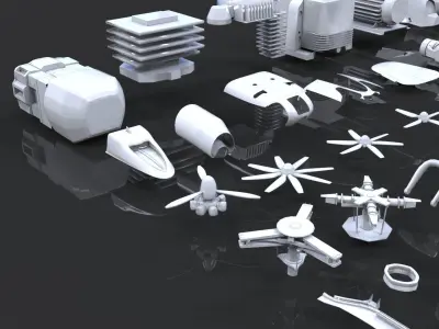 Industrial - Kitbash Low-poly 3D model