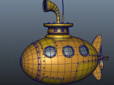 Submarine Low-poly 3D model by Mimesis3D from CGTrader