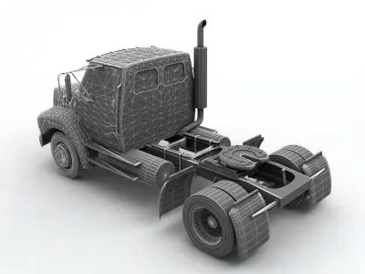 Semi Truck Tractor 2 Axle 3D model
