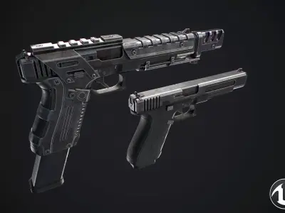 Glock gun Low-poly 3D model purchase
