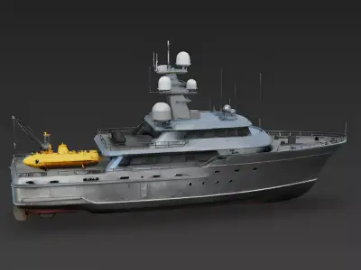Abyssal Explorer Rugged Expedition Yacht 3D Model Low-poly 3D model