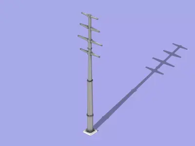 Electric power transmission steel pole Free low-poly 3D model