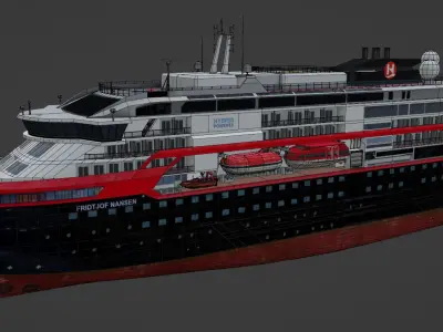 Hurtigruten Expeditions cruise ship Low-poly 3D model