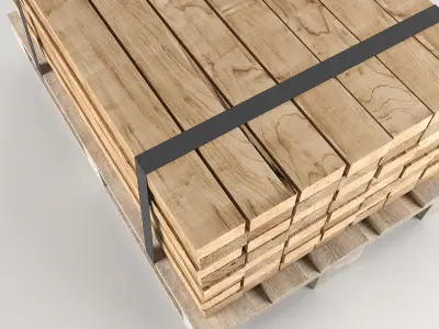 Timber on pallet 3D model Low-poly 3D model