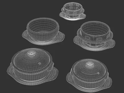  Stone Bowls &amp; Hotpot Set Models 