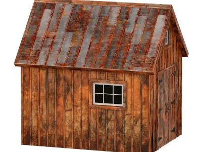 Wooden forest house construction barn gatehouse 3D model
