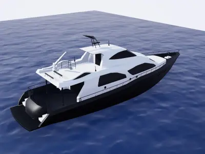 Yacht boat in ocean 3D model