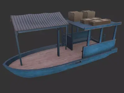 Wooden Boat 01 Low-poly PBR Low-poly 3D model