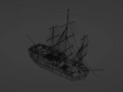 Sea Pirate Ship 3D model -  Low-poly 3D model Low-poly 3D model