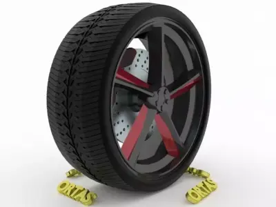 ORTAS CAR WHEEL RIM 124 GAME READY WHEEL RIM TIRE 3D model
