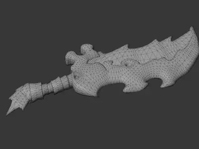 Frostfang - Stylized Fantasy Bone-Ice Sword -Game-Ready Low-poly 3D model
