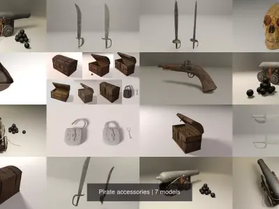 Pirate accessories 3D Model Pack