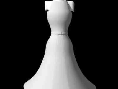 Belted Dress 3d model 3D model