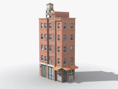 Apartment Building x25 Low-poly 3D model