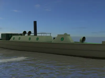 Steam motor boat 1907 Low-poly 3D model