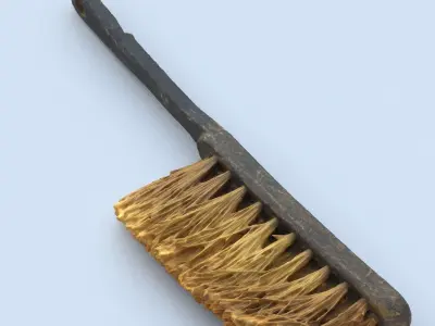 Brush High Poly with wooden handle 3D model