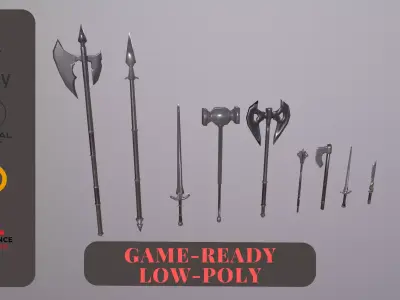 Medieval Weapon Pack - LowPoly - 4K-2K Texture Low-poly 3D model