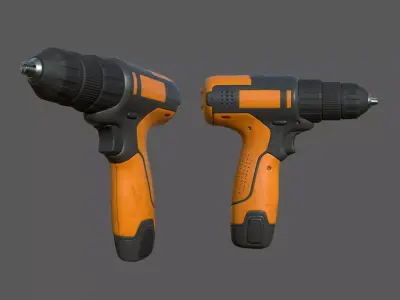 Cordless drill Low-poly 3D model