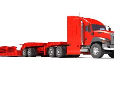 Lowboy Trailer with Truck 3D model