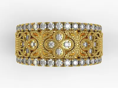 Antique Filigree Design Eternity Band with Wedding Band 3D print model