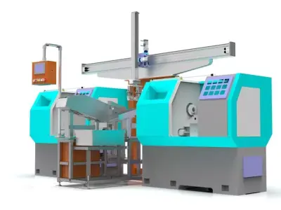 Automated CNC Lathe System with Robotic Arm 3D Design 3D model