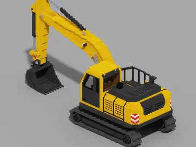 Voxel Excavator Low-poly 3D model