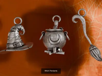 Halloween 11 pendants collection  3D Model Pack
