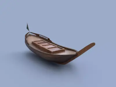 Wooden Boat - PBR and Game-Ready Low-poly 3D model Low-poly 3D model