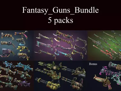 Fantasy guns bundle 3D Model Pack