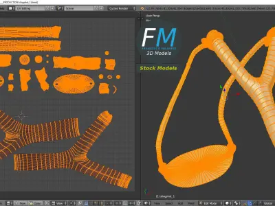 Slingshot 1 wooden stick 3D model