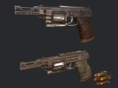 Argument gun and pistol Low-poly 3D model
