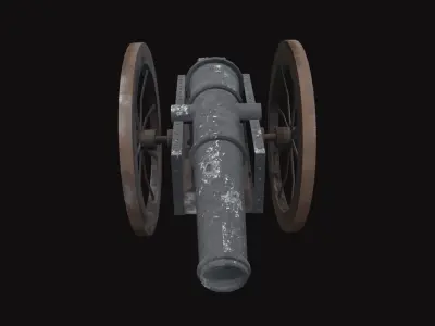 Medieval Cannon V02 New Low-poly 3D model