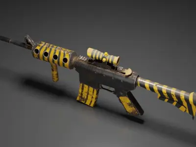 riflem4 gun with stripes Free low-poly 3D model
