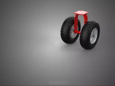 PAIR SET HEAVY DUTY DUAL 2 SWIVEL RIGID FIXED CASTER WHEEL TIRE 3D model