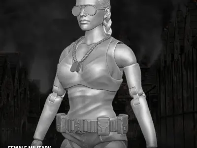 Female Military full Action figure 3D printable Files 3D print model