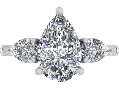 3ct Pear 3 Stone Ring 3D print model purchase