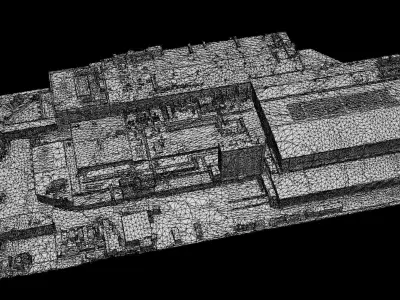 factory buildings halls industrial terrain drone scan Low-poly 3D model
