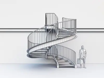 Industrial Spiral Stairs Low-poly 3D model
