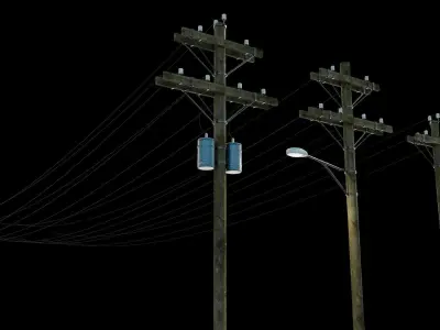 Wooden Utility Pole 3D model
