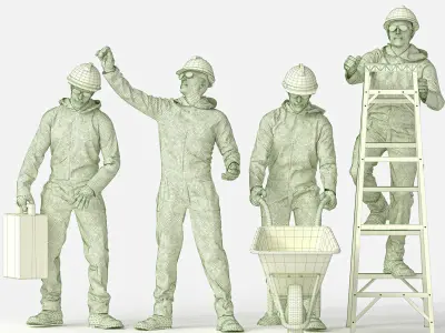 Construction Worker Character - Not rigged Low-poly 3D model