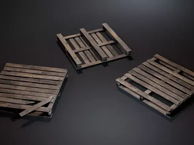 Damaged Wooden Pallet Set Low-poly 3D model
