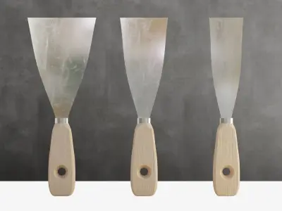 Wooden Spatula for Putty Low-poly 3D model