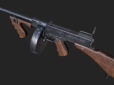Thompson T-1 Submachine Gun Low-poly 3D model
