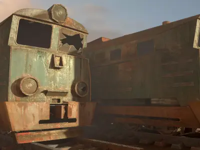 Abandoned train Low-poly 3D model purchase