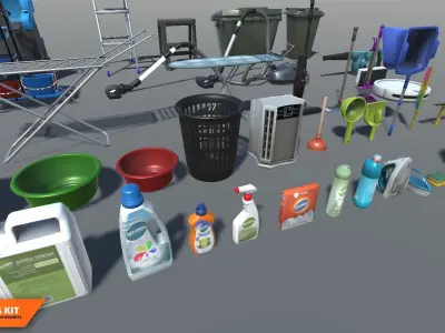 Cleaning kit - equipment  props and detergents 3D model