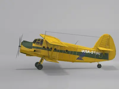Airplane AN-2 biplane Low-poly 3D model