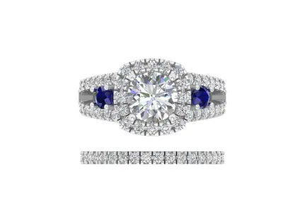  Cushion Solitaire Ring 3D print model