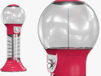 Quarter-Operated Gumball Machine with Transparent Body 3D model